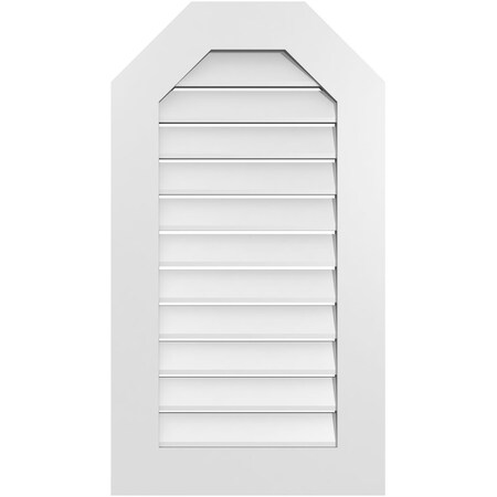 Ekena Millwork Octagonal Top Surface Mount PVC Gable Vent: Functional, w/ 3-1/2"W x 1"P Standard Frame, 20"W x 36"H GVPOT20X3601SF